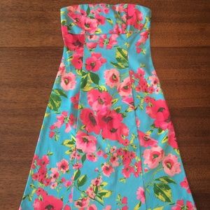 Dolci Geki - Turquoise Floral Strapless Dress - XS